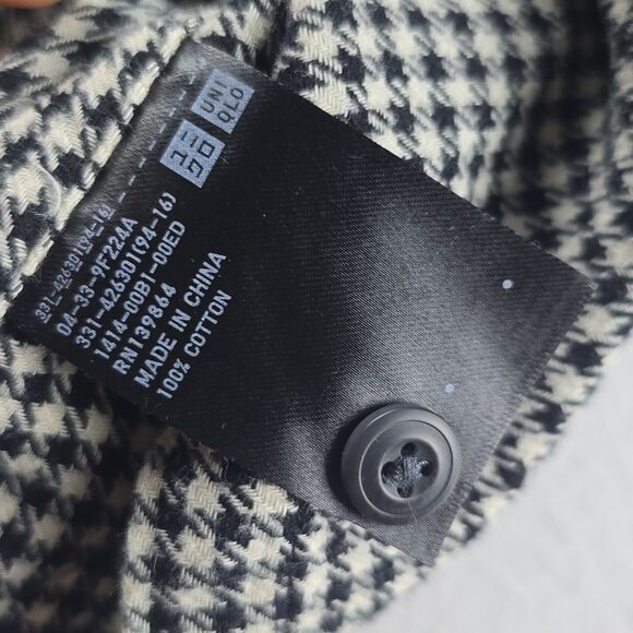 UNIQLO Men's Oversized Houndstooth Open Collar Flannel‎ Shirt Size Medium - Picture 5 of 10